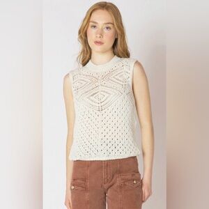 Dex Patterned Pointelle Sweater In Ecru NWT Size M